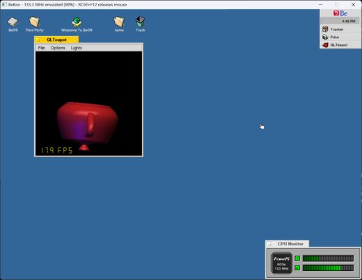 GLTeapot de BeOS, rendu par la Voodoo